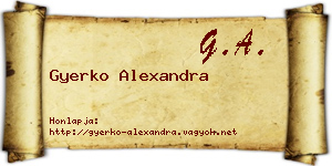 Gyerko Alexandra névjegykártya